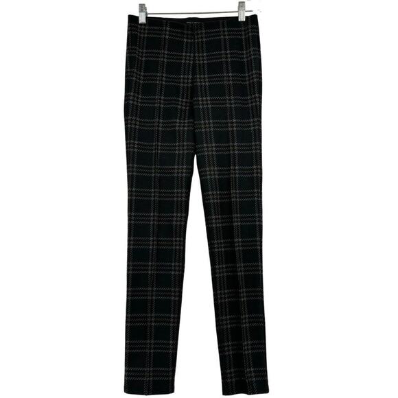 Sanctuary x Anthropologie Skinny Ankle Pants Stretch Pull On Black Plaid Size XS - Picture 1 of 10